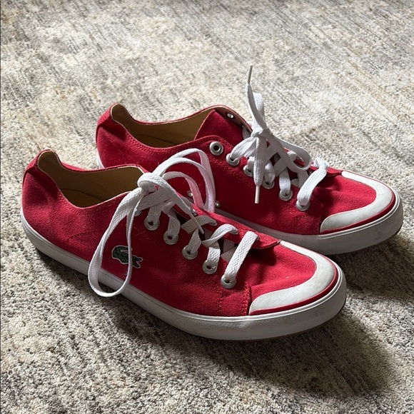 Lacoste Other - Lacoste Red Canvas Sneakers white accents - lace up - men’s 8.5